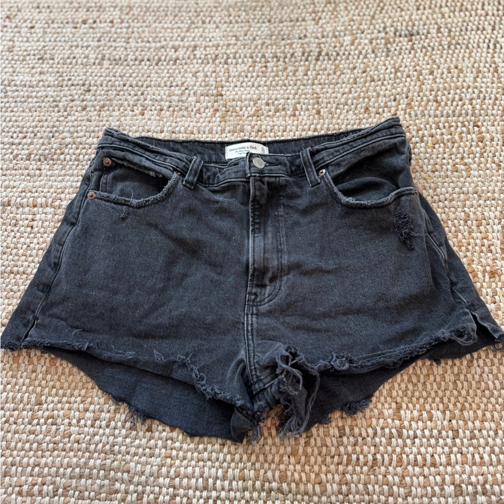 Abercrombie & Fitch Distressed Black Jean Shorts